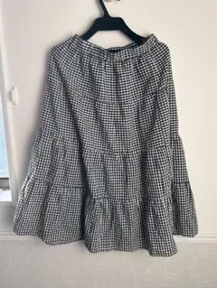 フレアスカート ブラック・ホワイト チェック