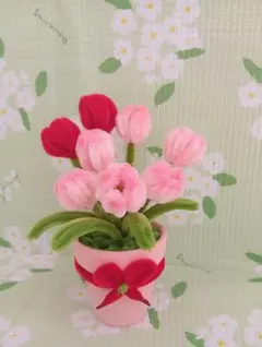 モールで造花 チューリップ アレンジメント