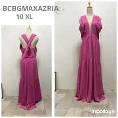 BCBGMAXAZRIA 背中開きロングワンピース 10 XL ピンク　ドレスのサムネイル