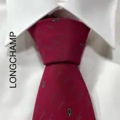 TG2869 LONGCHAMP ロゴ パターン柄 シルク ネクタイ イタリア製