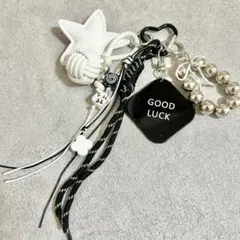 じゃらじゃらキーホルダー バッグチャーム キーチャーム カラビナ レザー パール