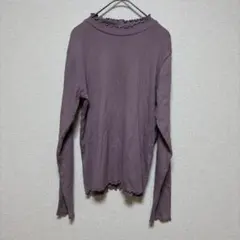 長袖Tシャツ カットソー　M 薄紫　リブ　フリル　かわいい　おしゃれ