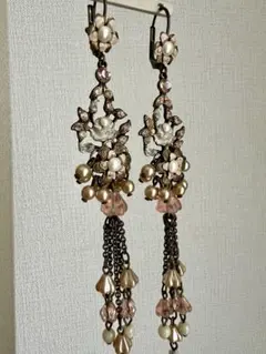 ミハエル　ネグリン　　　　ロングピアス、ピンク系　パールのついたデザイン　美品