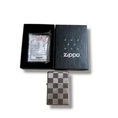 zippo☆ヘリンボーン柄 新品 両面加工 ブラックニッケル 送料無料 