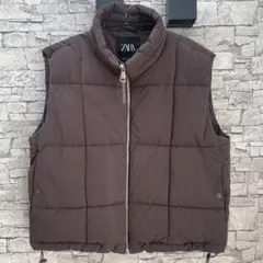 【美品】ZARA ベストダウン ブラウン　レディースL