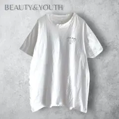 【BEAUTY&YOUTH】　プリントTシャツ　白　半袖　バックプリント有り
