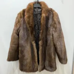 sh3096 ミンク　デミパフ　ブラウン ファーコート オープンフロント