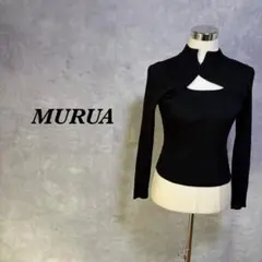 MURUA チャイナニット 長袖 カットアウト タイト ブラック 5059N