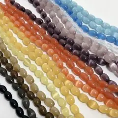 dp756/new！人工石◇キャッツアイ　ライス形　オリーブ系　1連