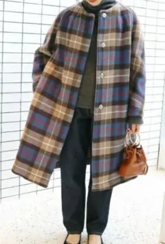 LONDON TRADITION✕SLOBE別注 チェッククルーネックコート◆のサムネイル