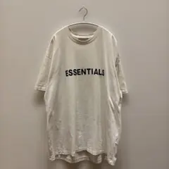 ESSENTIALSホワイトメンズ半袖TシャツロゴXL大きいサイズオーバーサイズ