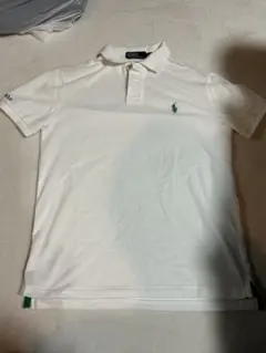 ホワイト ポロシャツ ロゴ刺繍