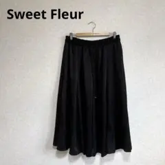 Sweet Fleur サテンロングスカート ウエストゴム ブラック 3L