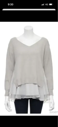 【SNIDEL】シフォンコンビニットプルオーバー　ライトグレー　春ニット