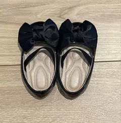 リボン付き黒バレエシューズ　12cm