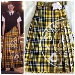 新品 クリスチャンディオール 2022 プリーツロングスカート 42 イエロー