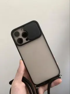 iPhone 12 pro max ブラックショルダーストラップ 携帯ケース