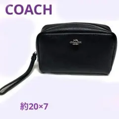 定価1.9万【COACH】クラッチバッグ ブラック　レザー　ジャンク品　美品