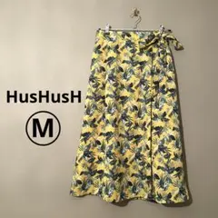 ハッシュアッシュ 花柄スカート ボタニカル ミモレ丈　M イエロー 春夏のサムネイル