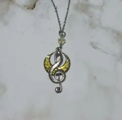 ハンドメイド　アクセサリー　ネックレス　月　ト音記号