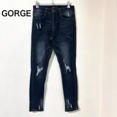 GORGE スキニーデニム ダメージ加工 インディゴブルーのサムネイル