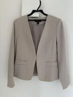 H&M ノーカラーベージュジャケット US 8（M〜L）