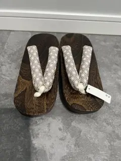 下駄 木製ダークブラウン下駄 新品未使用