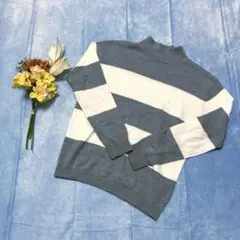 AZUL BASIC  ニット　グレー白　ツートン　薄手　アクリル　S サイズ