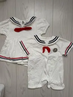 セーラー襟 ロンパース 80［2点セット］