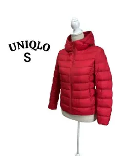 UNIQLO フード付きウルトラライトダウンジャケット S レッド マット