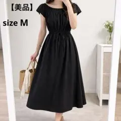 美品 ローズファーム黒ワンピースM 卒業式入学式 シャーリング リボン