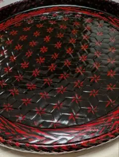 藍胎漆器　　丸盆　２８cm、
