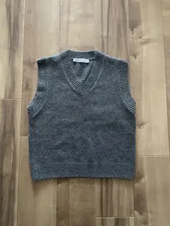 【美品】ZARA グレー ソフトニットベスト