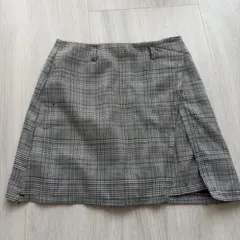 チェック柄ラップミニスカート