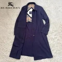 バーバリー ノバチェック シルク ステンカラーコート レディース40 L相当