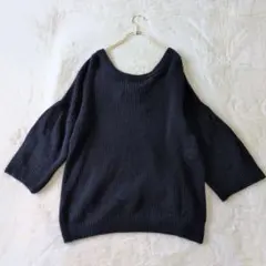 any FAM 麻混ニット セーター バックリボン ネイビー F