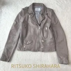 高級　ラムレザー　本革　ダブルライダース　グレージュ　ヴィンテージ加工