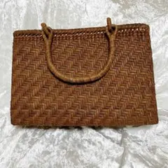 希少 完全オリジナル】純国産 山ぶどう かご バッグ 内ポケット 被せ布