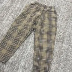 GU ベージュ系チェック柄 ロングパンツ