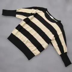 b3171 grove グローブ【M】ボーダー 五分袖ニット