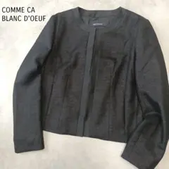 美品 コムサブランドオフ ノーカラージャケット フォーマル 通勤 黒 M ポッケ