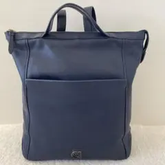 【美品】COLE HAAN リュック 3way トートバッグ オールレザー 青系