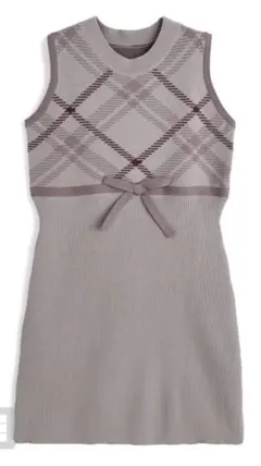チェック柄ノースリーブニットミニワンピース［ru1295］