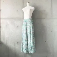 アナイ ANAYI ボタニカルフラワーシフォンスカート 38 黒 白 総ゴム
