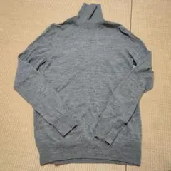 MUJI ウール100% タートルネックセーター グレー L