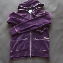 adidas フード付きパープルジャケット上下