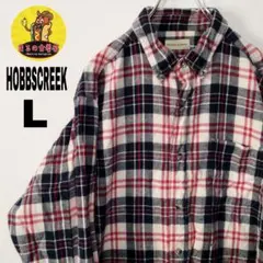 USA古着 HOBBS CREEK ネルシャツ　L　 ホワイト ネイビー レッド