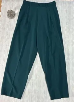 ZARA ダークグリーン プリーツ入り スラックス