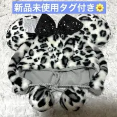 ディズニー　ヒョウ柄　ファンキャップ　グレー