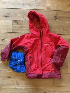 mont-bell キッズ用赤ジャケットと青手袋セット　130